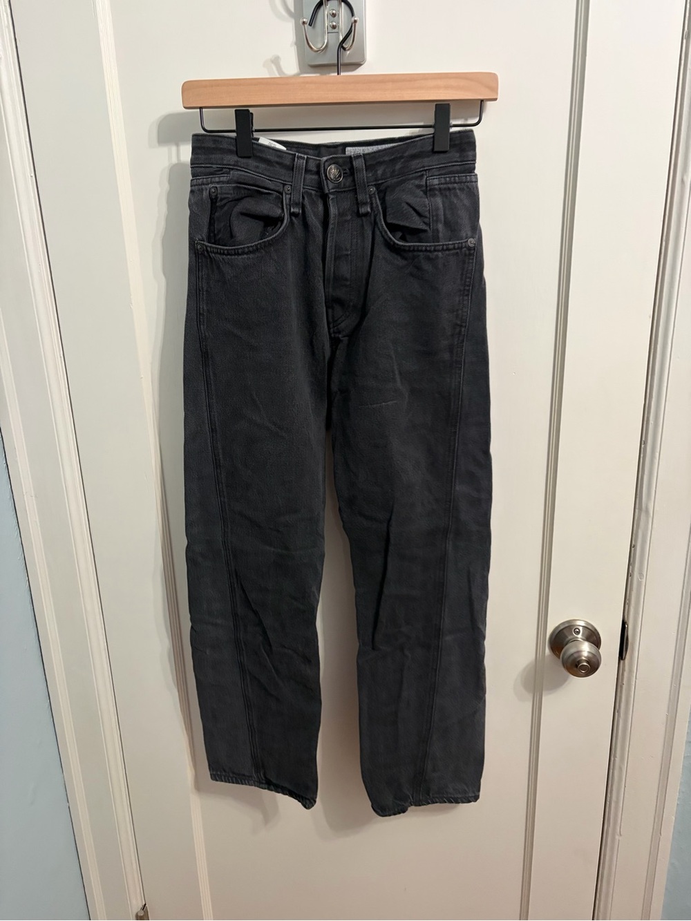 Rag & Bone Jeans Shaded Black High Rise Button Fly 100% Cotton Sz 24